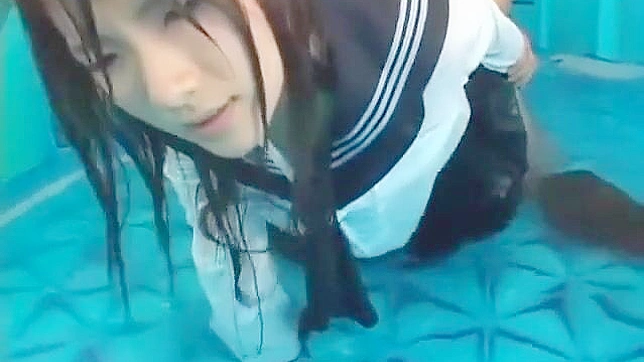 Sexy Teen 18+ Temptress Seduces by Poolside Wearing School Uniform!
