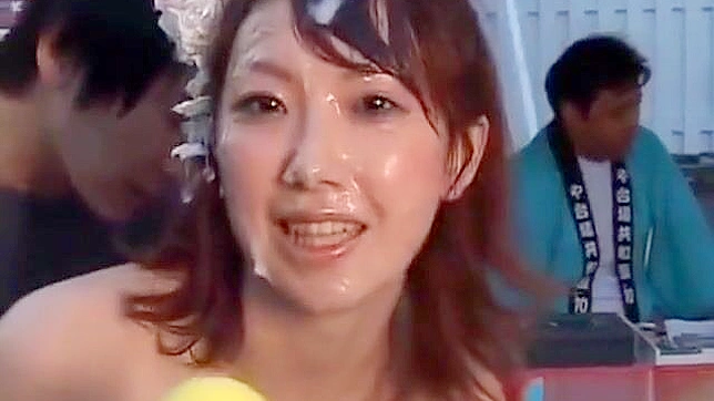 Adorable Japanese Cutie Chokes on Loads During Wild Gangbang Orgy