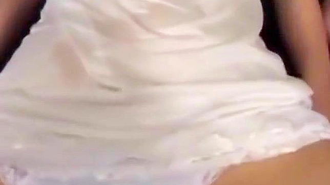 Seductive Japanese Beauty Reveals Lacy Slip for Four Guys Sex