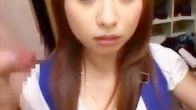 Hot Japanese Beauty Takes Two Studs' Loads In Her Mouth