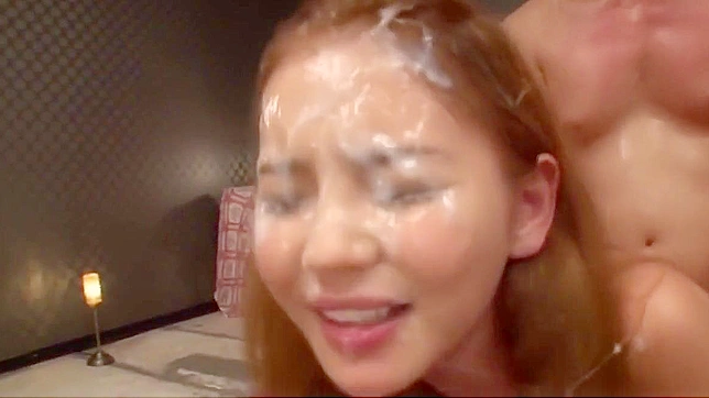 Alluring Japanese Teen 18+ Delights in Messy Bukkake Orgasm Feast