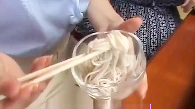 Jav Star Enjoys Sticky Moments By Swallowing Cum With Noodles