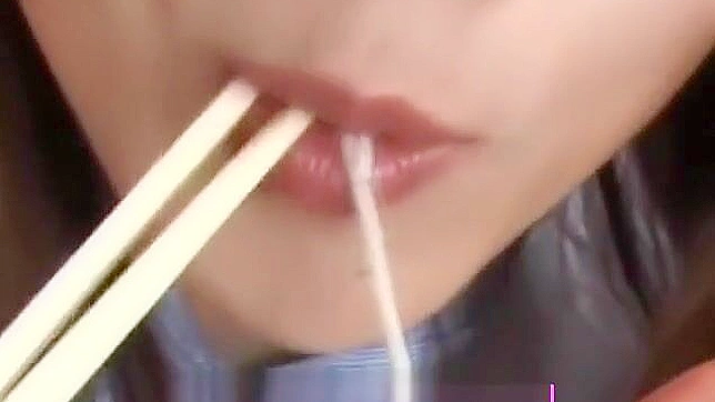 Jav Star Enjoys Sticky Moments By Swallowing Cum With Noodles