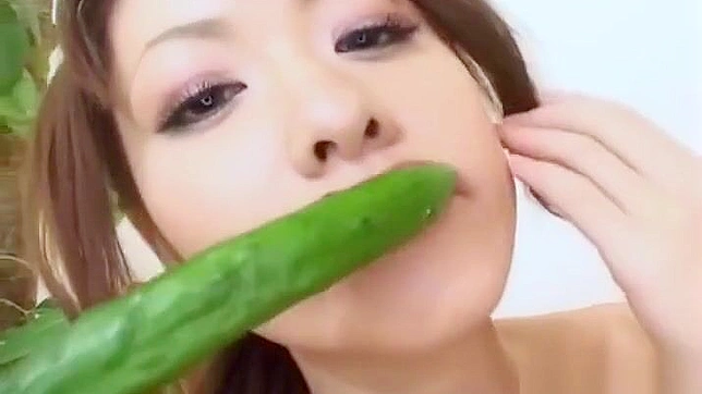 Skinny Japanese Temptress Misora Shindo Takes Big Cock Cucumber