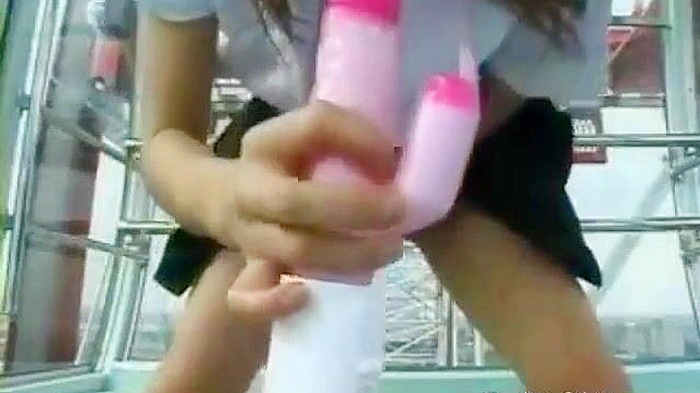 Public Pleasure Show - Japanese Girl 18+ Masturbates On Ferris Wheel