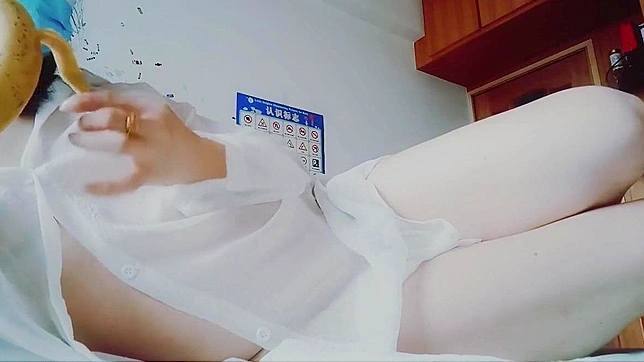 Seductive Woman In White Dress Self-Pleasures Luxuriously