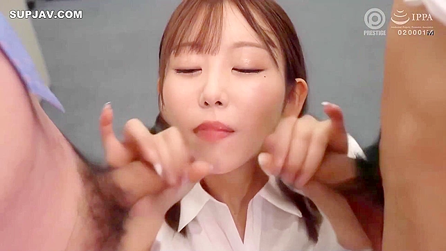 Sexy Japanese Secre Secremai Goes Down On Two Dicks Before Mmf Threesome Fun