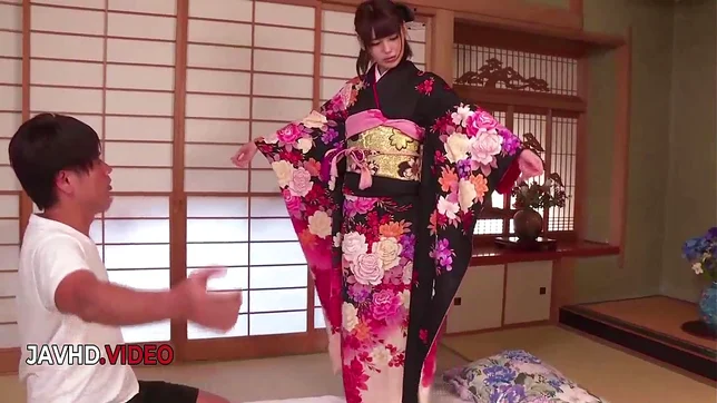 Asian babe in kimono ripped open — hardcore creampied and cum-filled
