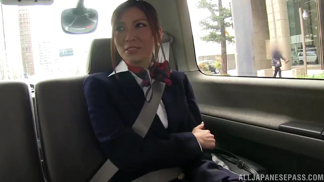 Young stewardess Yuna Shiina enjoys masturbation 3