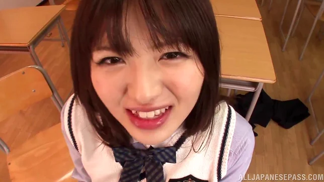 Sporty Japanese schoolgirl Akane Azusa enjoys threesome banging 4