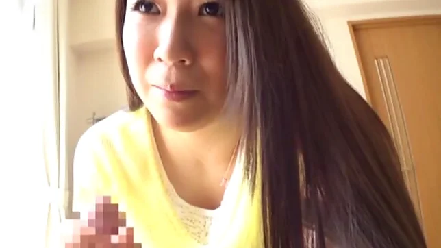 Chitose Saegusa gets on her knees and blows a cock 2