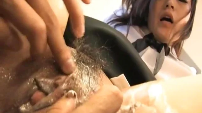 Talented Asian maid Mai Mizusawa likes anal and pussy licking