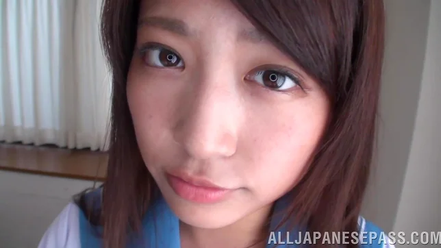 Frisky Japanese schoolgirl Mayu Shiina gets her pink pussy satisfied 2