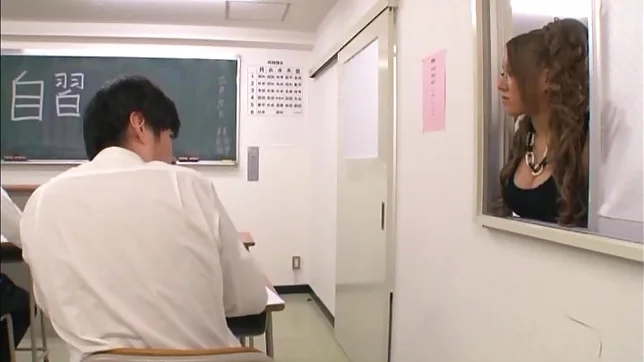 Crazy Japanese teacher Riona Kamijyou sucks cock of her student 6