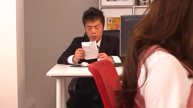 Hot office babe Kana Otowa jerks off cock and gives head 4