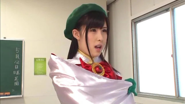 Spicy Japanese stunner in sexy costume jumps on cock 5