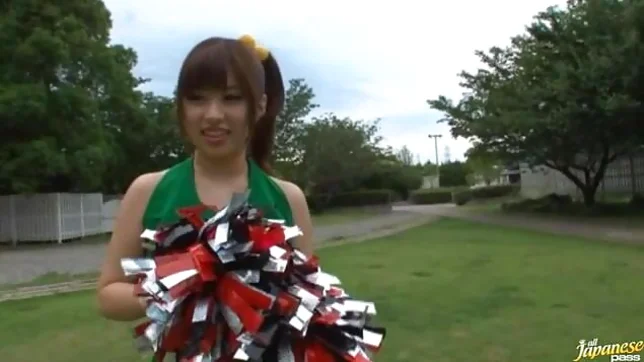 Sexy Japanese teen age cheer leader girl is having fun with sex toys 2