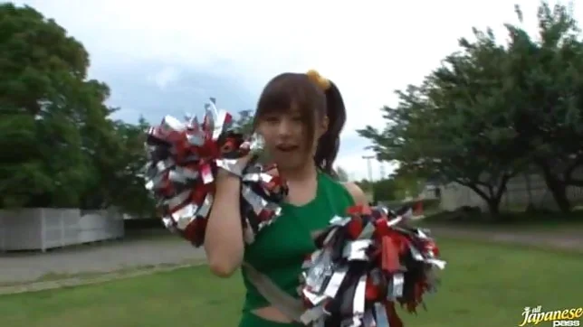 Sexy Japanese teen age cheer leader girl is having fun with sex toys 2