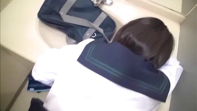 Sex in the toilet for young Japanese in sexy unifrom 6