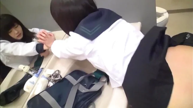 Sex in the toilet for young Japanese in sexy unifrom 6