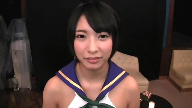 Abeno Miku is giving wild handjob and lusty fellatio