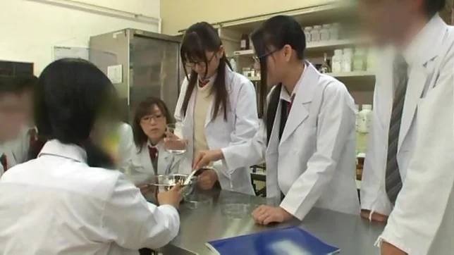 Teen schoolgirl friends in glasses help to jerk him off 2