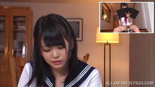 Teen schoolgirl Kui Tachibana focuses while vibrated 3