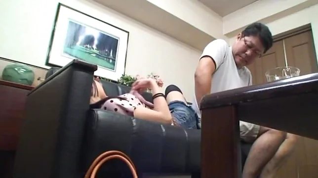 Pigtailed teen in stockings gets fucked by an older man