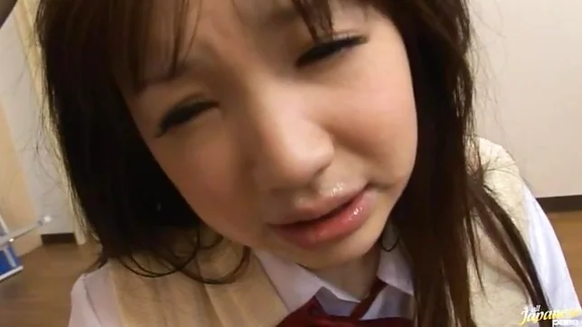 Minako Saotome Asian teen in school uniform gives a hot blowjob 3